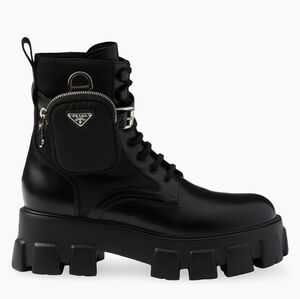 Prada Black Chunky Combat Boots with Removable Pouches